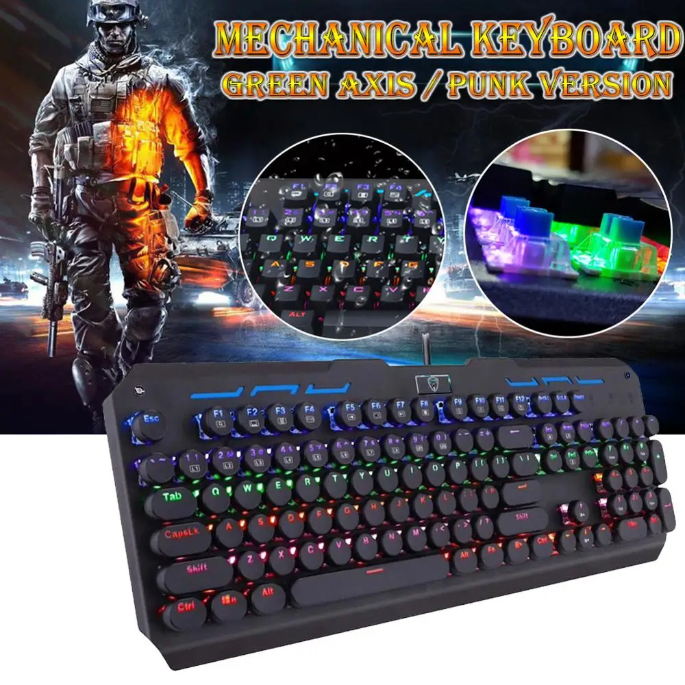 ET I-850 Wired Mechanical Keyboard Keyclick 104-key For LOL Gaming Marquee Wired Backlit Keyboard Mechanical Shaft W/  Wrist Pad