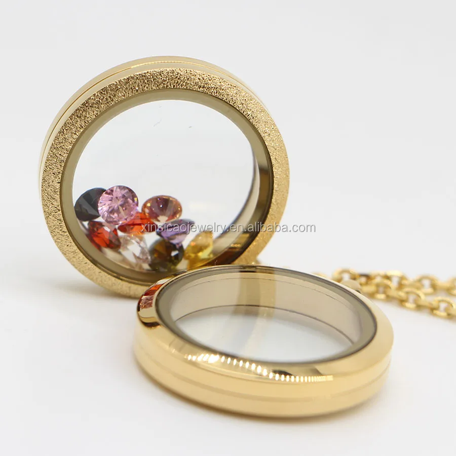 Free Shipping Fee To USA Glitter New Style Memory Living Floating Glass Locket Gold Locket Designs For Lady Jewelry