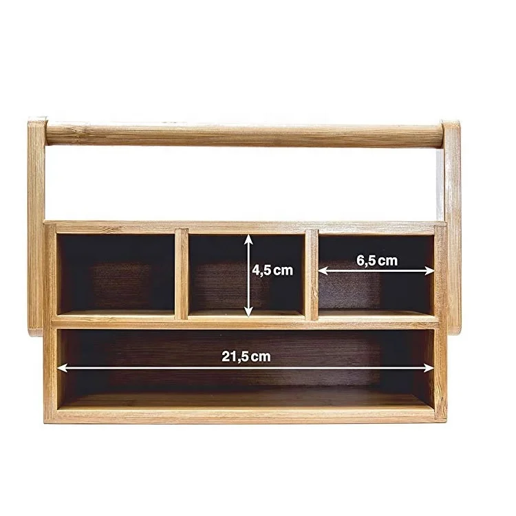 Деревянный бамбуковый органайзер для офисного стола с ящиком для хранения мелочей