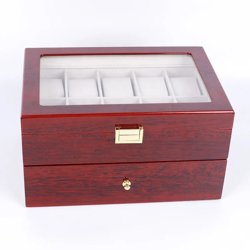 
Popular Muti-Layer Metal Glass Watch Box Stylish Clear Window Cover Watch Organizier Storage With Metal Clasp 