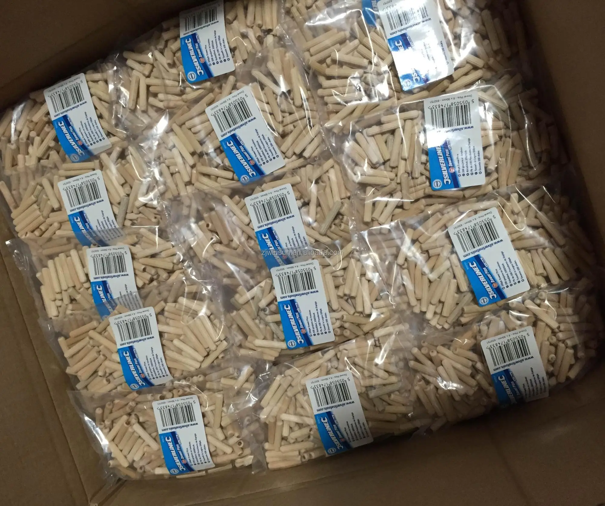 
solid wood birch beech white oak maple 6x30mm straight grooved fluted wooden dowel and dowel pin 