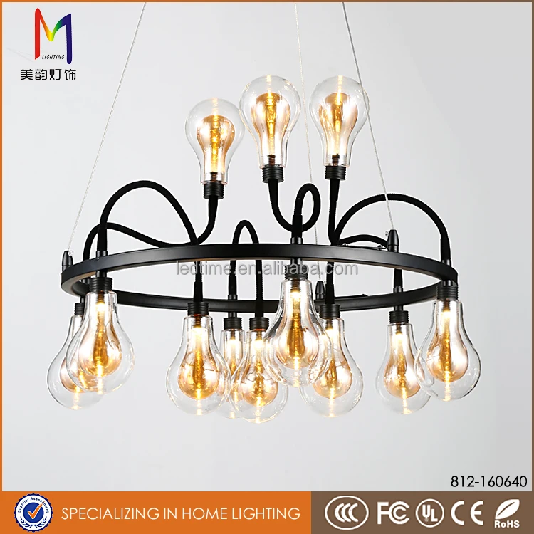 Гибкий металлический шланг 12 лампы стекло абажур круг подвесной светильник