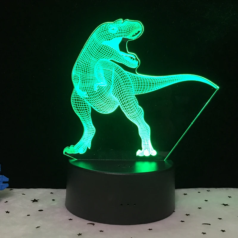 3D лампа в виде динозавра детский подарок ночник 7 светодиодов меняющее цвета освещение настольное украшение модная настольная