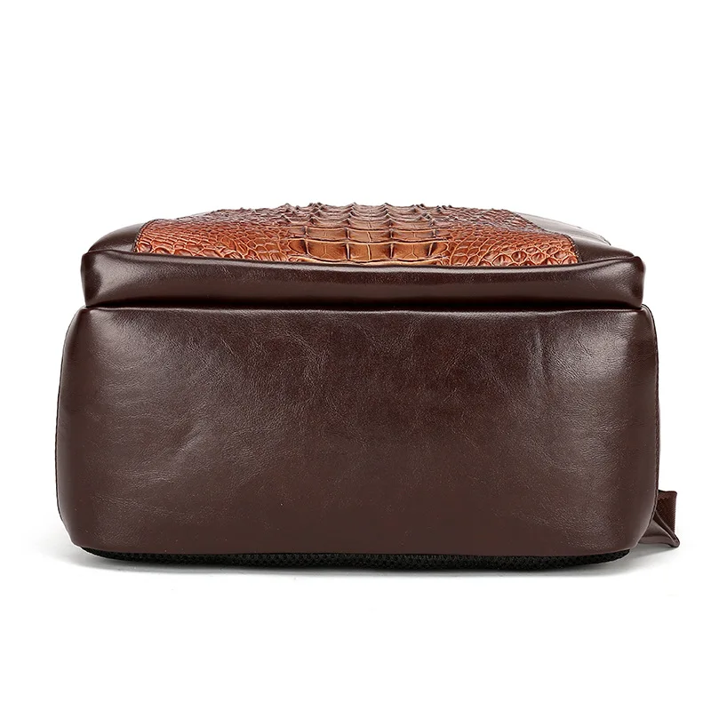 European and American fashion business crocodile pattern backpack men waterproof leather laptop backpack