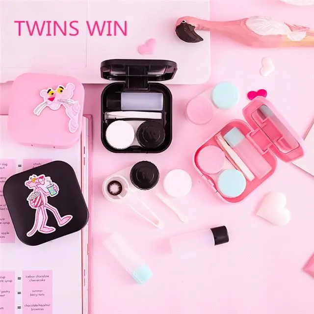 2018 Canada Summer promotional gift circle lenses case hot selling China lenses box Pink Panther Design Contact lens box