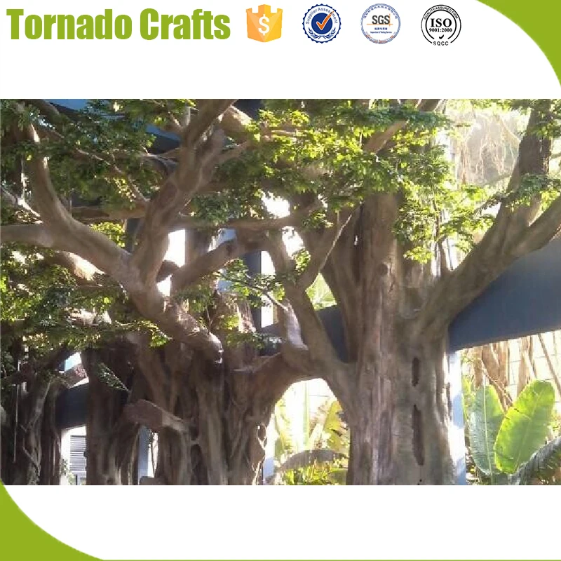 2018 Tropical Ornamental Plants Artificial Plastic Big Banyan Tree Decorative Metal Large Outdoor Artificial Trees