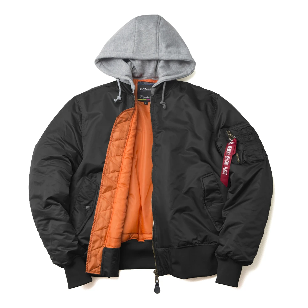 Wholesale ma1 casual hooded green plain bomber jacket men