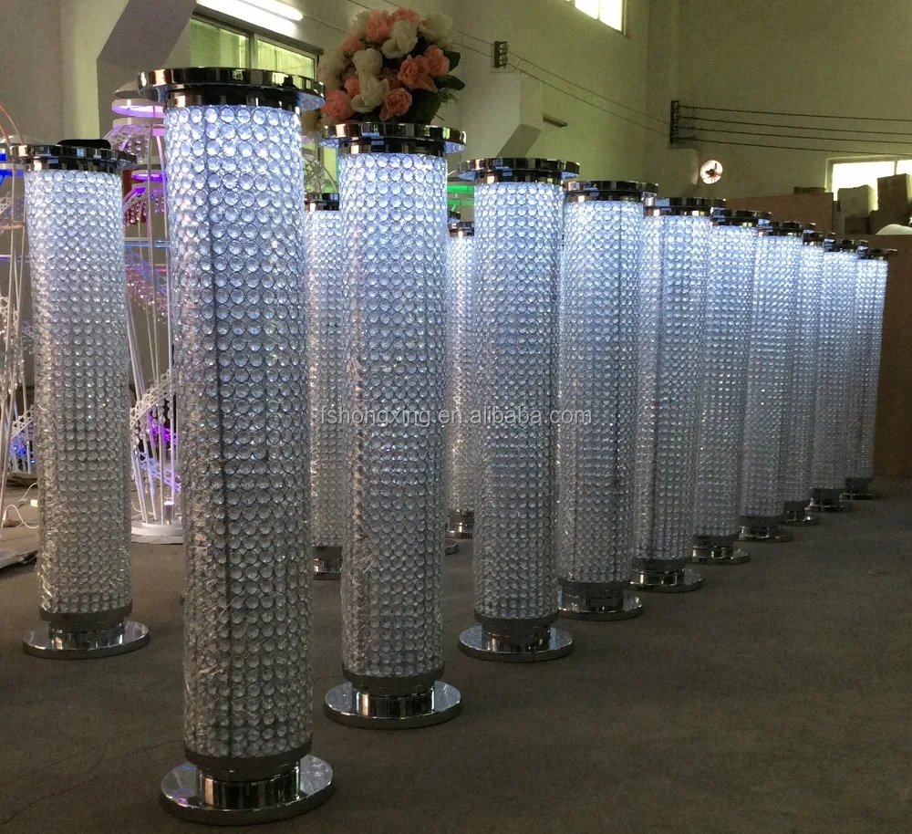 hot sale led light round wedding aisle decorations crystal pillars