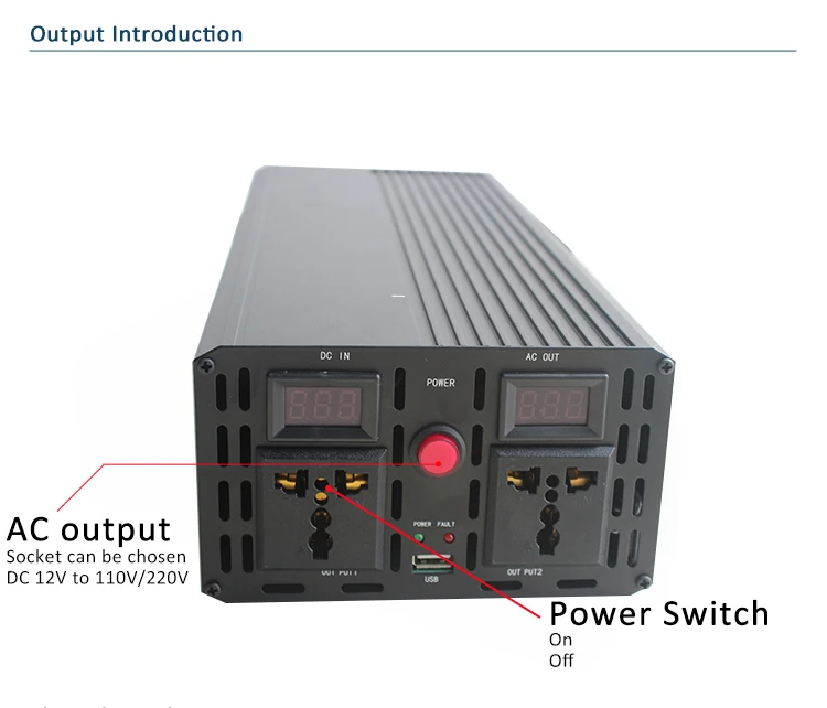 1200W 2000W Off-Grid Inverter 12V 24V DC input PWM control Solar inverter built in battery charger