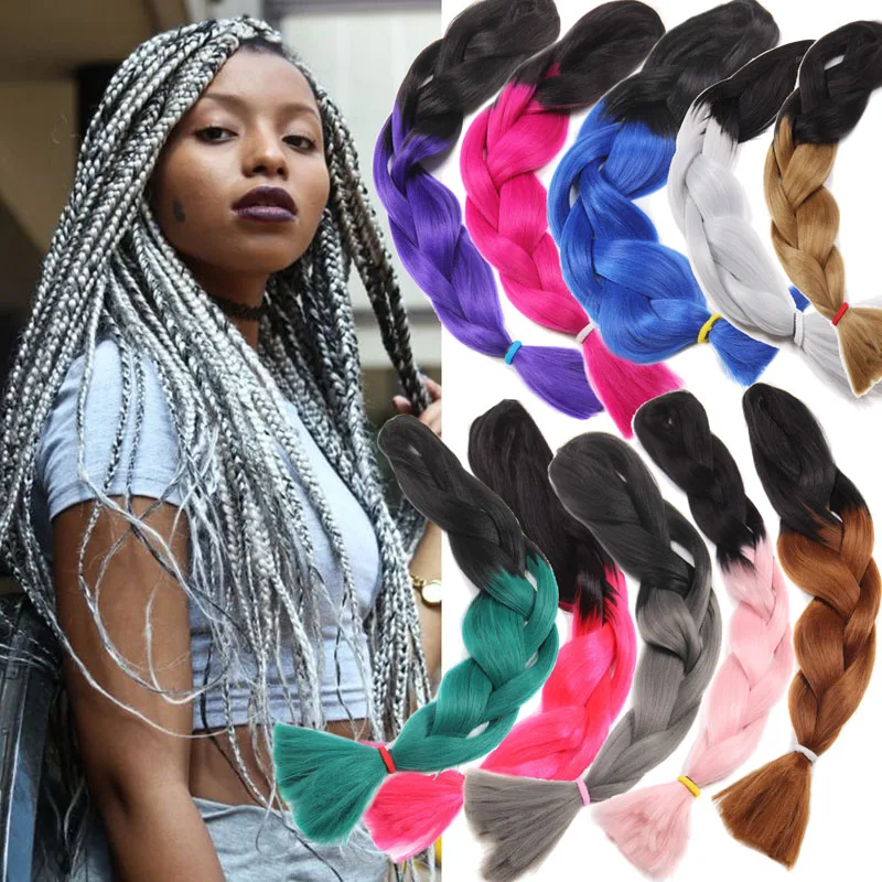 Aisi Hair Heat Resistant Synthetic Fiber High Quality Jumbo Braid Hair Ombre Color Hairpieces for Women