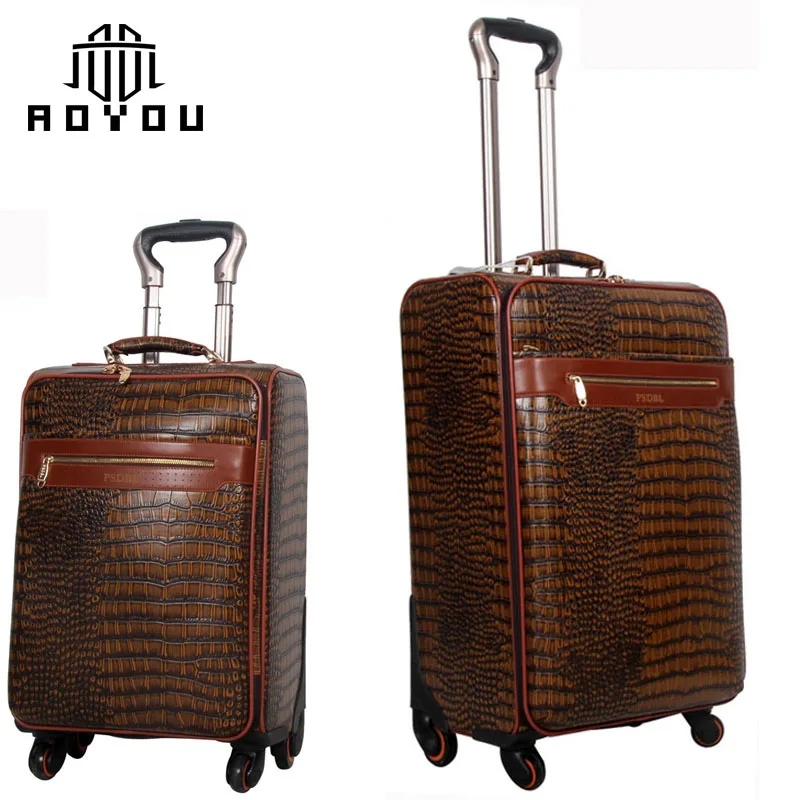 2019 PU Leather Cabin Luggage Smart 4 Wheel Carry On Business Laptop Suitcase Trolley Bags Luggage