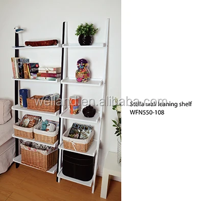 
 Оптовая продажа гостиная МДФ 5 ярусов опираясь на стену Лестница Полка черно-белые Stella настенные лестницы стеллажи для выставки товаров  