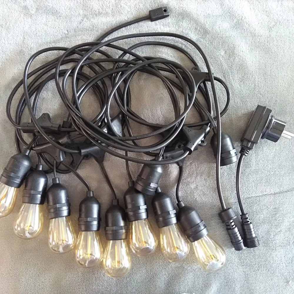 S14 48ft  IP65 Waterproof LED Filament String Lights With US/EU Male And Plug 120V/220V E26