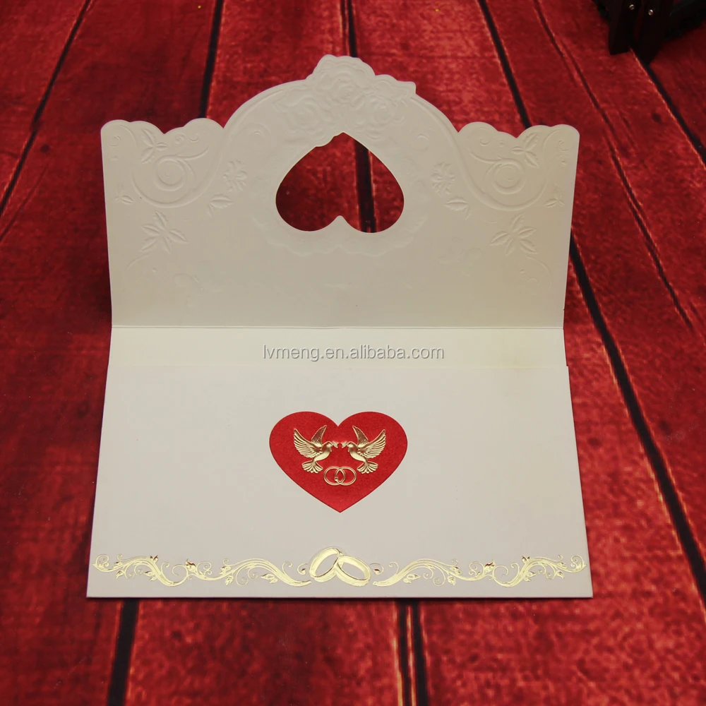 2016 Luxury love theme embossing heart shaped invitation cards