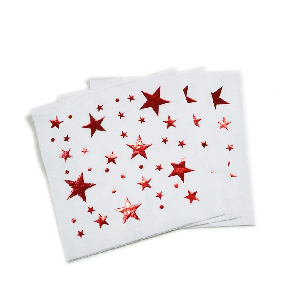 Luxury Wedding Favor Foil Napkins, Custom Gold Bronzing Printed Gold Foil  Servittes Paper Napkins