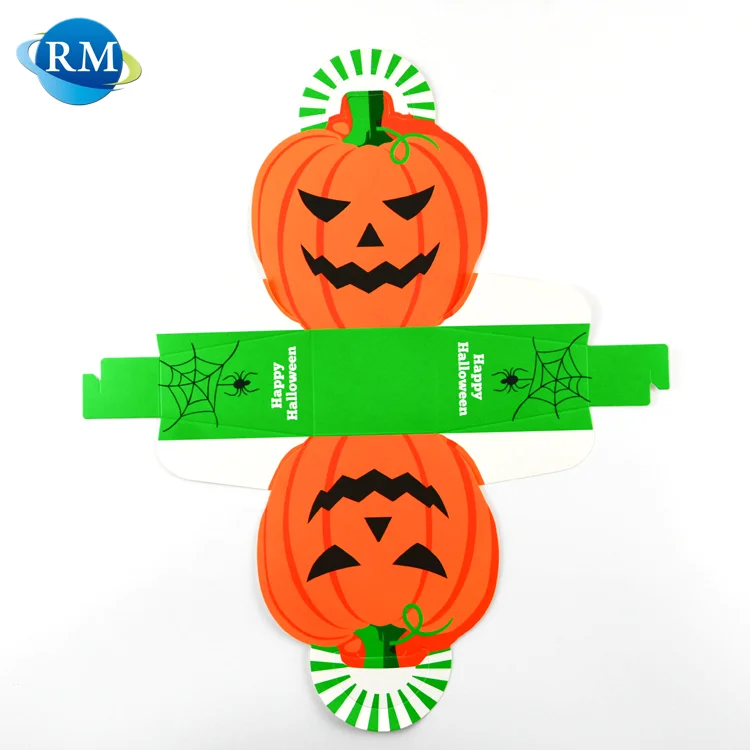 
Promotional Halloween Gift Pumpkin Modelling Paper Cardboard Box With Handle 