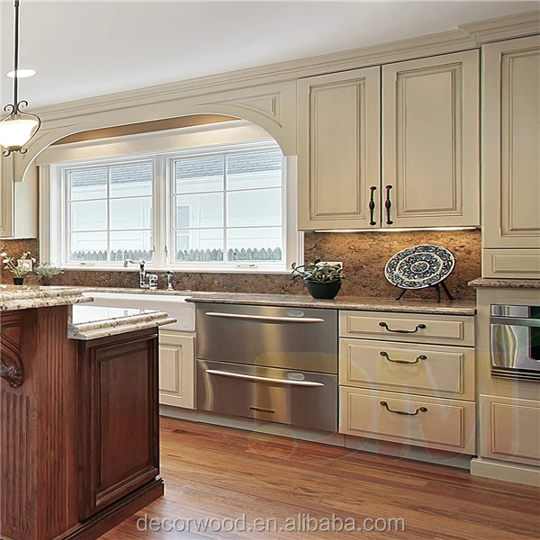 white shaker kitchen cabinet French style cream solid wood kitchen design cupboards wooden kitchen cabinet