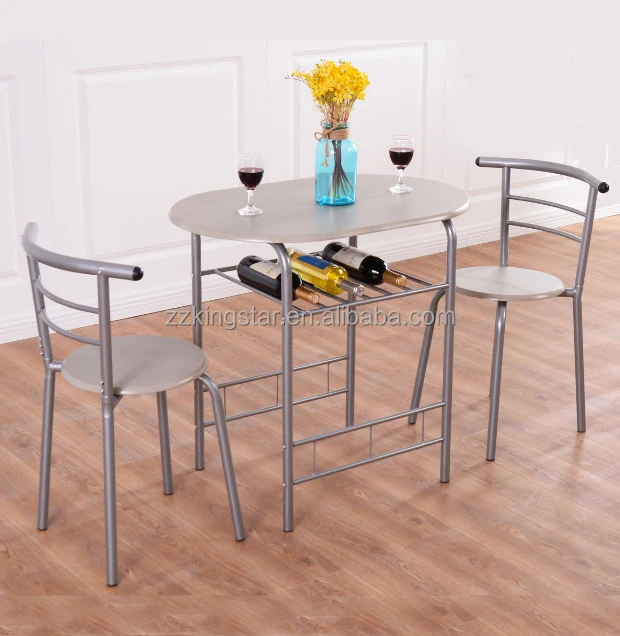 
Metal MDF kitchen furniture compact dining table breakfast bar 2 chairs set 