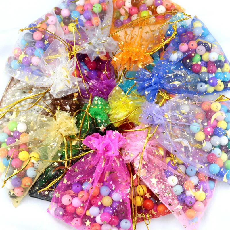 Custom Printed Silk Drawstring Organza Pouch Wedding Party Favor Gift Bag