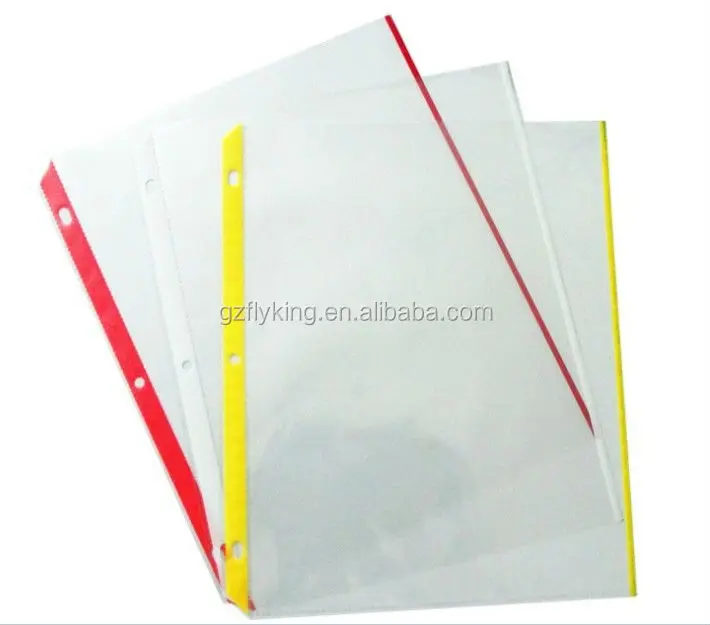 
A4 size color PP 3 hole sheet protector /waterproof document protector 