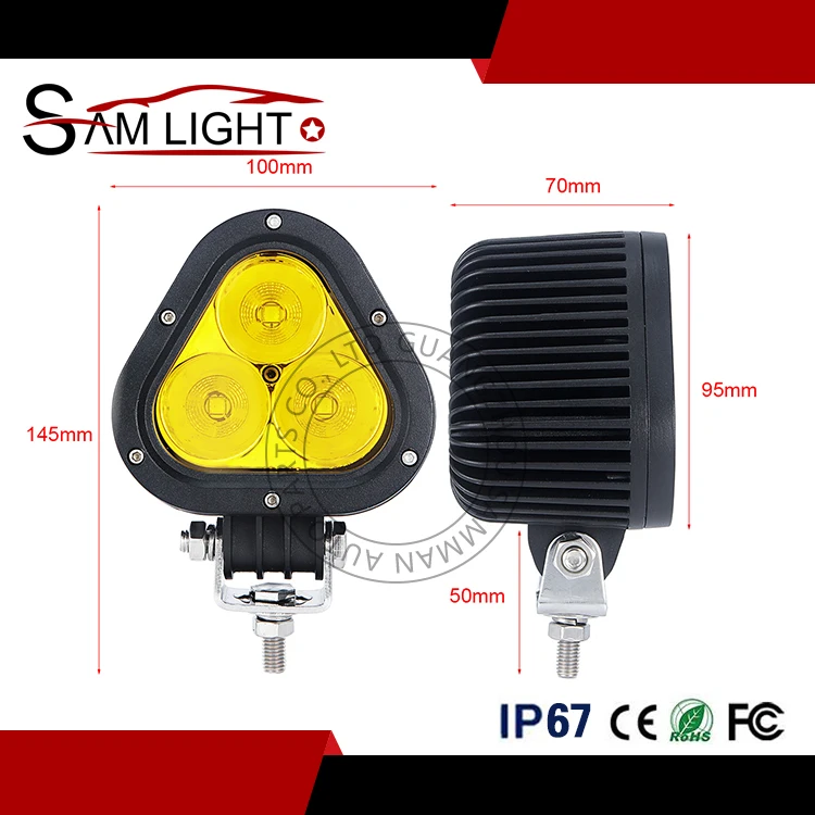 Новый 4-дюймовый желтый треугольная светодиодные прожекторы 12V 24V комбо пятно луча фары дальнего света водонепроницаемый IP68 Led Pod