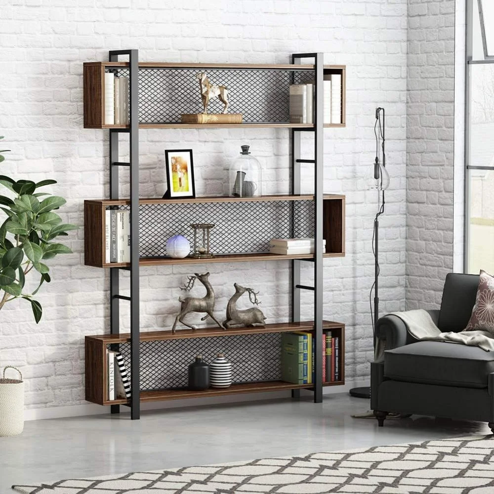 
Bookshelf with Metal Wire, Vintage Industrial Bookcase Display Shelf Storage 