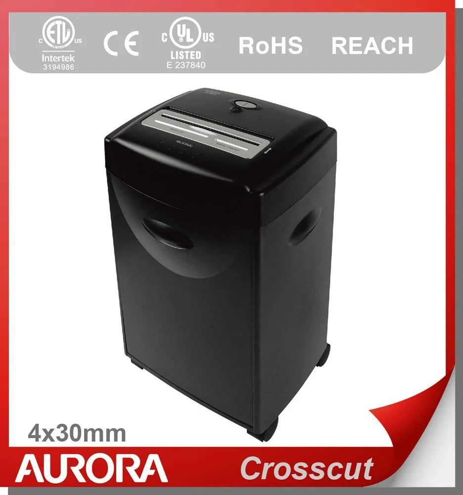 Aurora AS1500CD Plastic Paper Shredder, 15 sheet (A4) Cross cut 4x30mm,Medium Duty Shredding machine for Office & SOHO