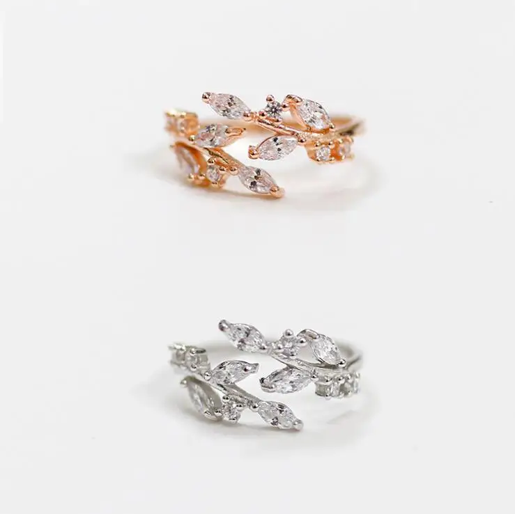 YK Korea Style 925 Sterling Silver Rings Tree Leaves Finger Ring For Women