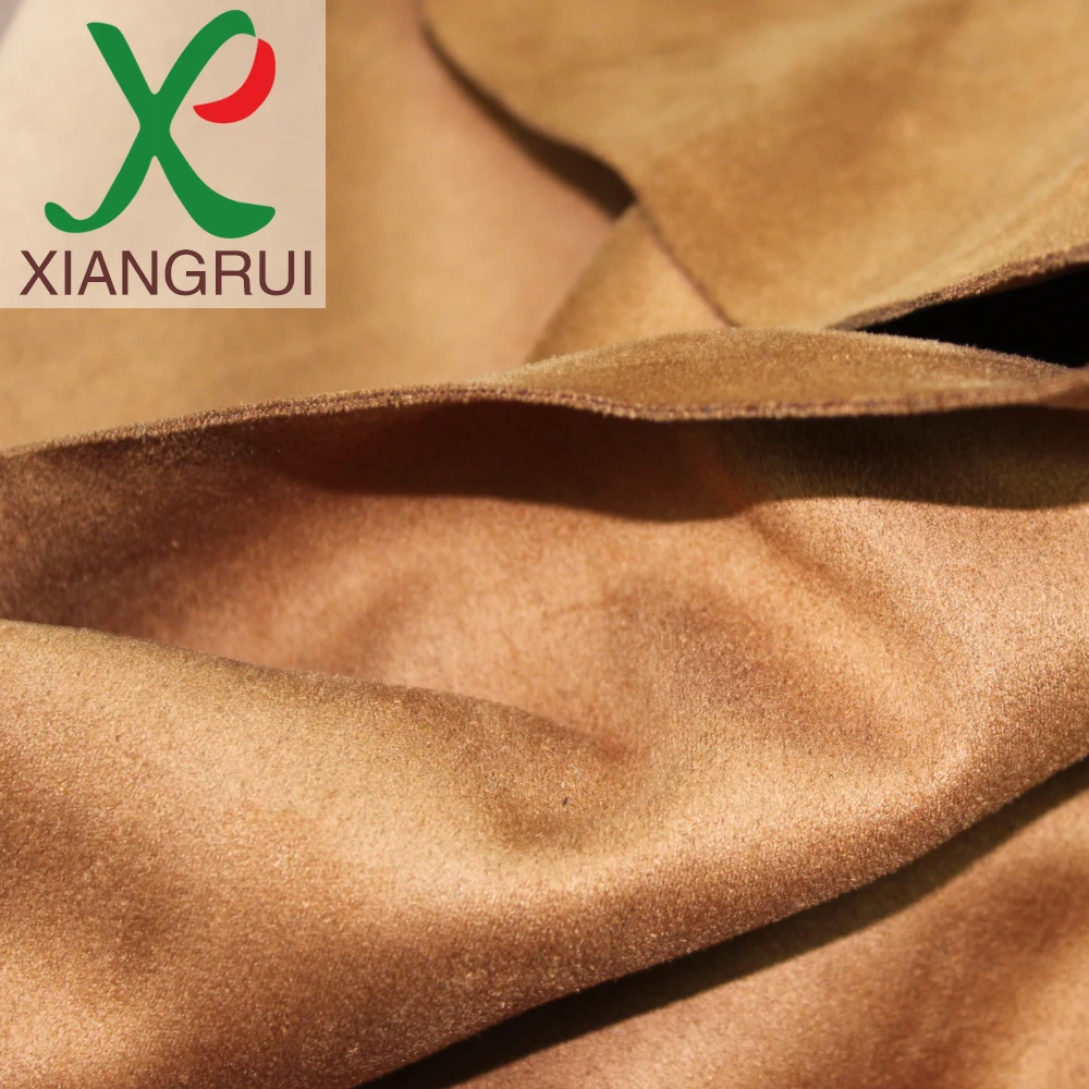 Hand feel as real leather super soft garment leather with warp double faced microfiber suede fabric