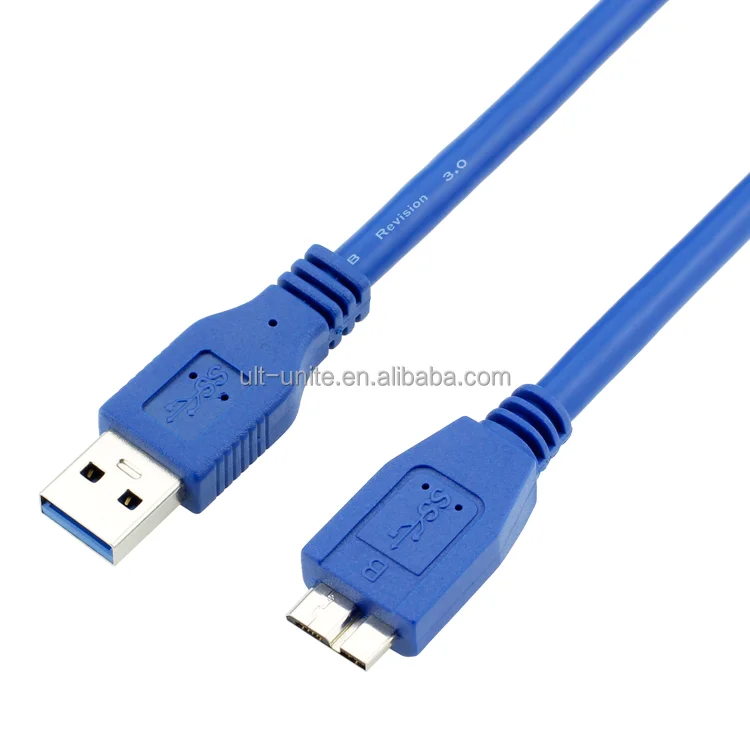 USB3.0 Male to MicroB Male Cable Blue OD=6.0mm L=3.0m