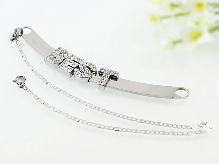 Wholesale Stainless Steel Silver Curved Bar Chain Necklace For DIY Personalized 8mm Slide Charms/Letter Jewelry