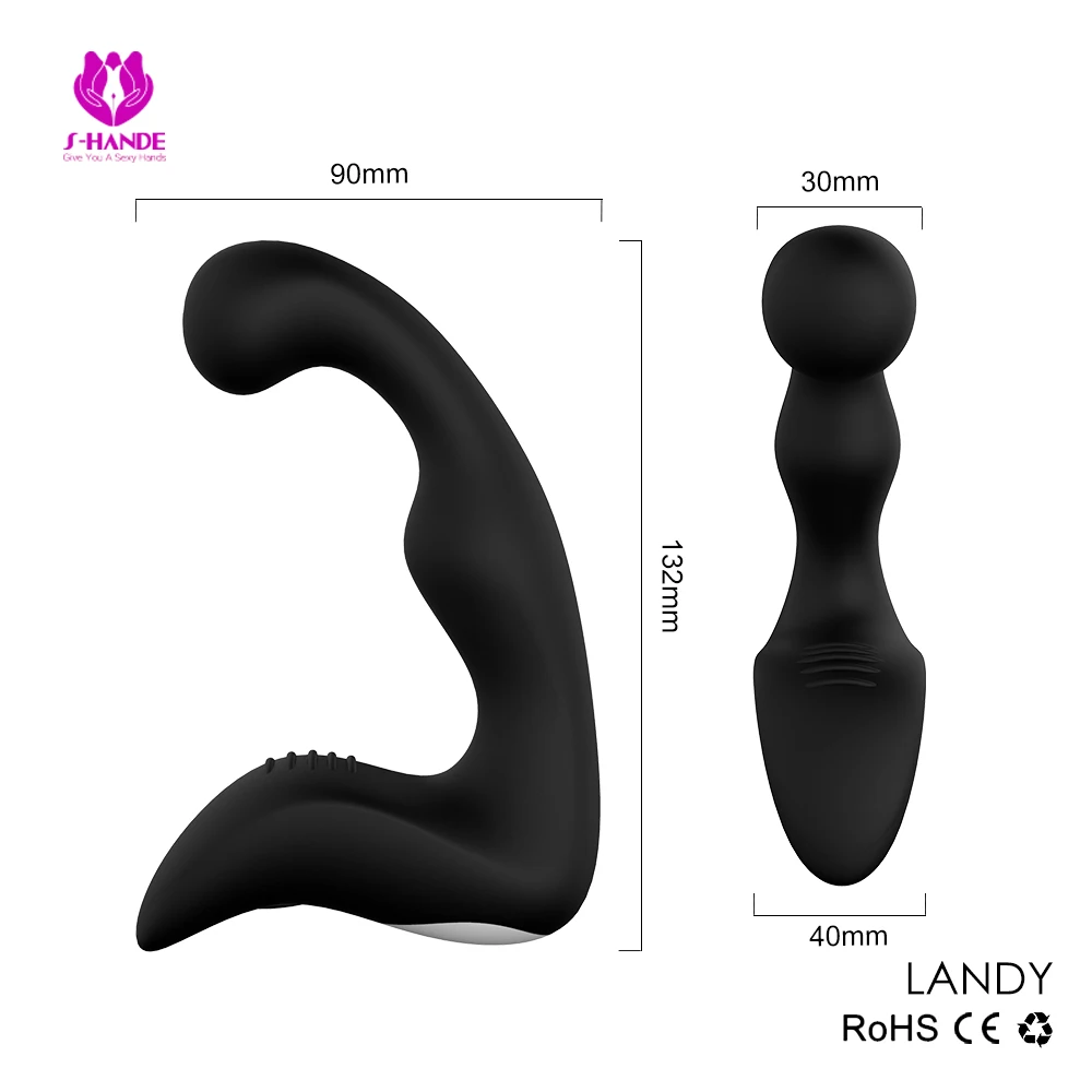 S-HANDE Waterproof Electric Black Silicone Vibrating Prostate massager for Men Homemade anal sex toy