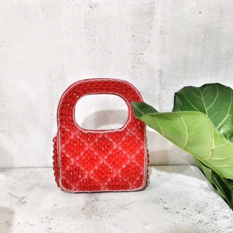 French Niche Design Party Red Beaded Ladies Handbag Banquet Evening Clutch Purse