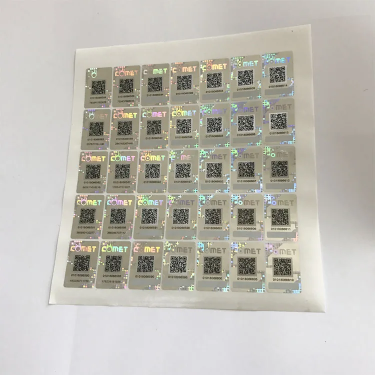 customized hologram sticker printing with QR-code serial number  and unique code
