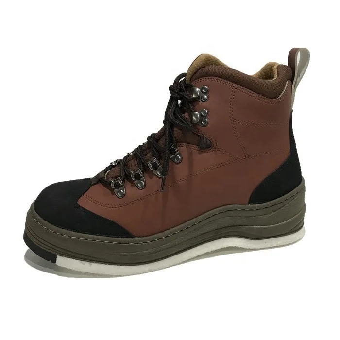 Мужские коричневые нескользящие прочные ботинки для ловли рыбы нахлыстом с войлочной подошвой