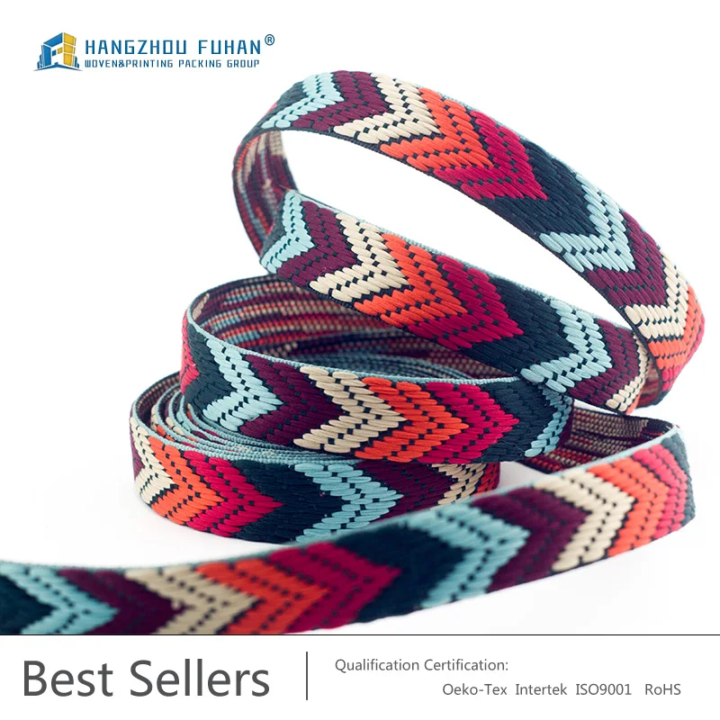 Oeko-Tex-standard Custom Embroidered Woven Jacquard Ribbon