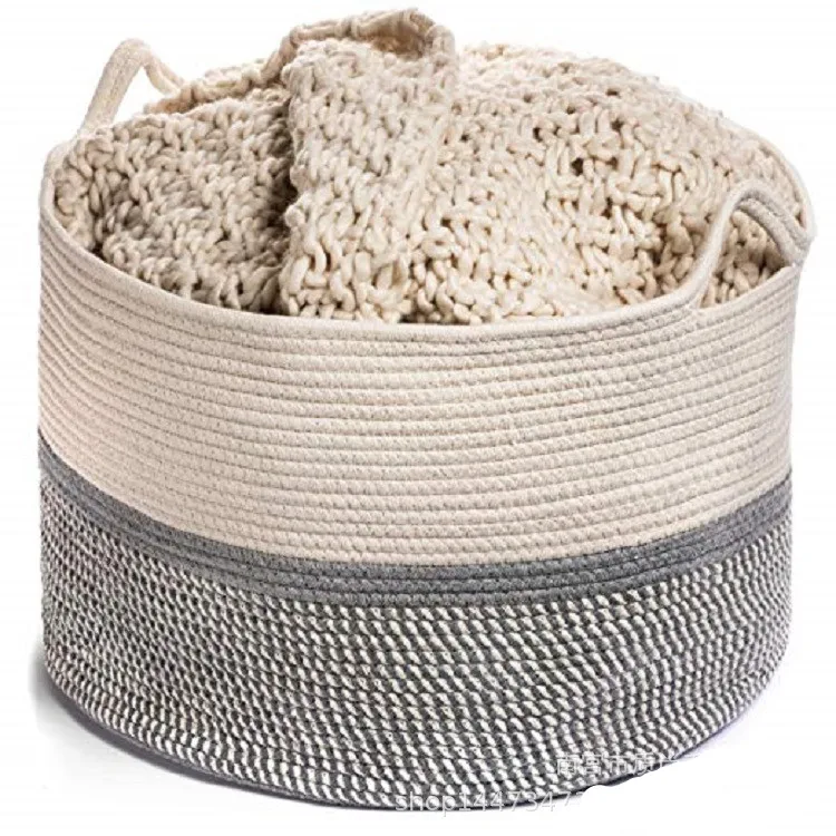 Nordic Style Cotton Rope Storage Baskets Handmade Woven Dirty Clothes Laundry Basket Large Kids Toy Sundries Organizer Hamper