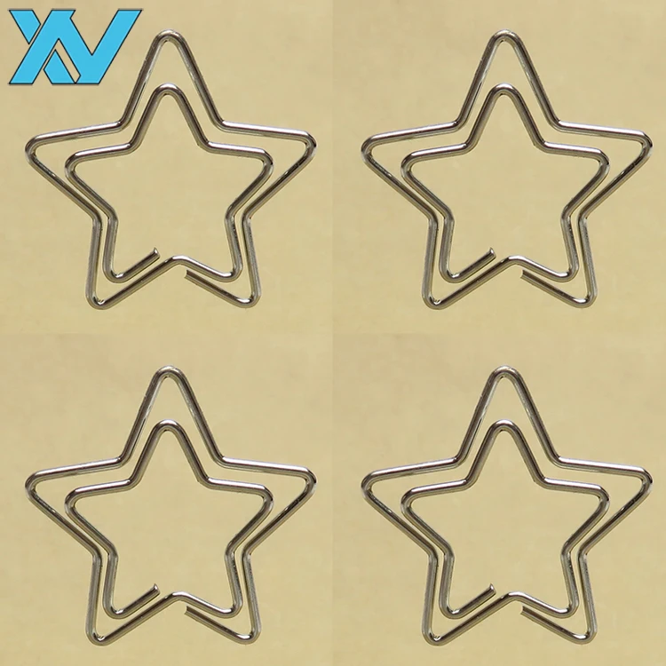 metal wire gold star paper clip bookmark with ABS box