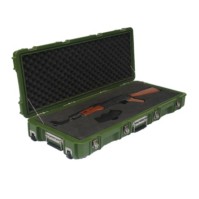 Hard equipment military plastic tool case box gun case with handle and custom eva foam