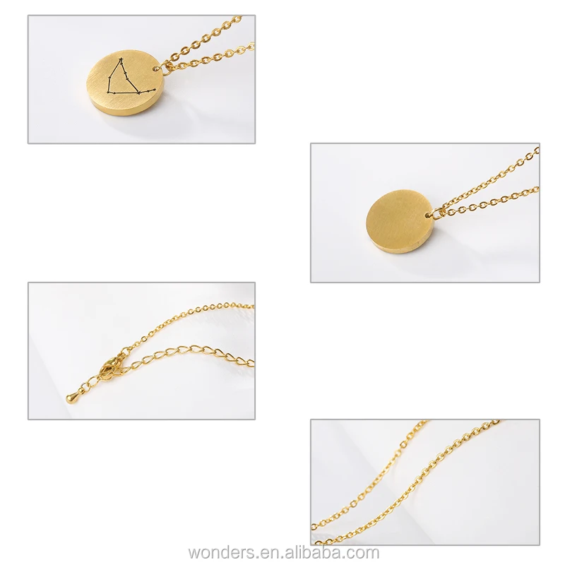 Zodiac Necklace Set Stainless Steel Gold Jewelry Manufacturer From China