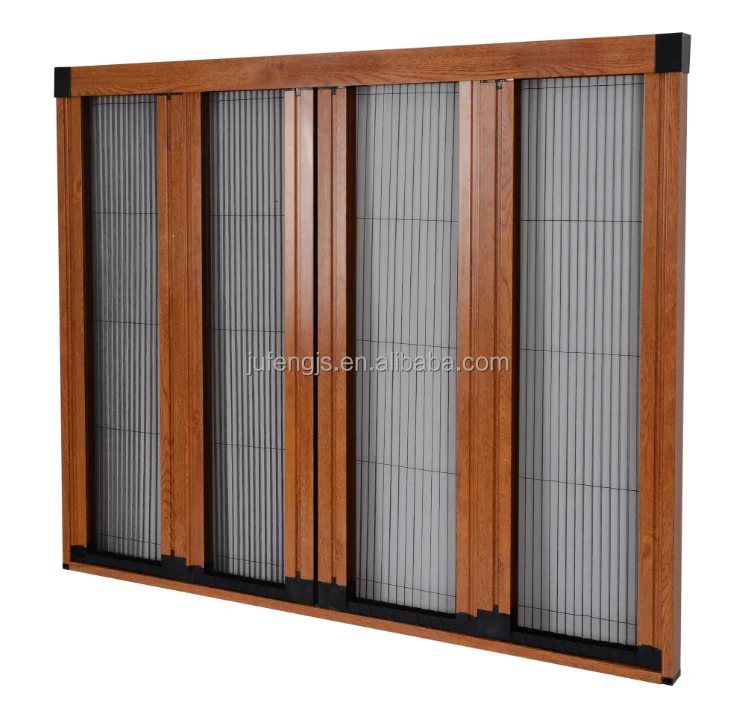 Window mosquito net with pleated PET mesh accordion doors