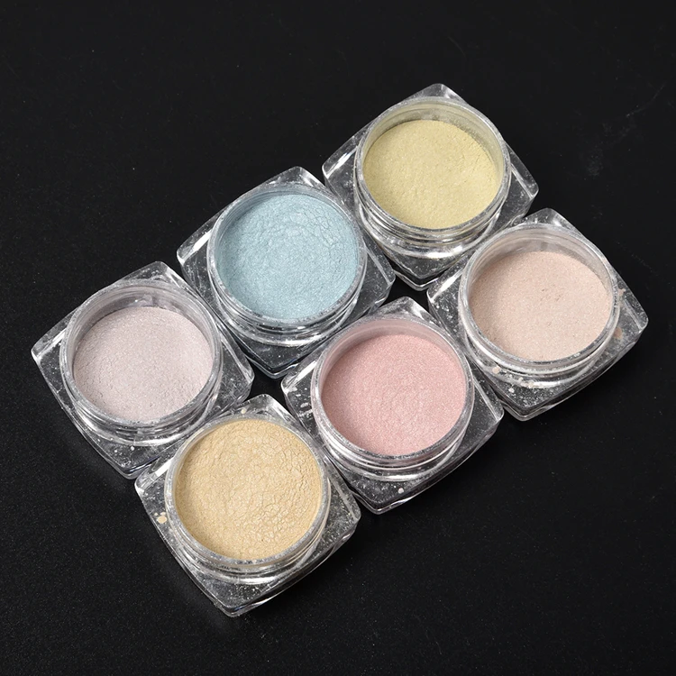 High quality 6 colors cat eye powder pearl glitter colored chrome mirror nails pigment powder chrome nails
