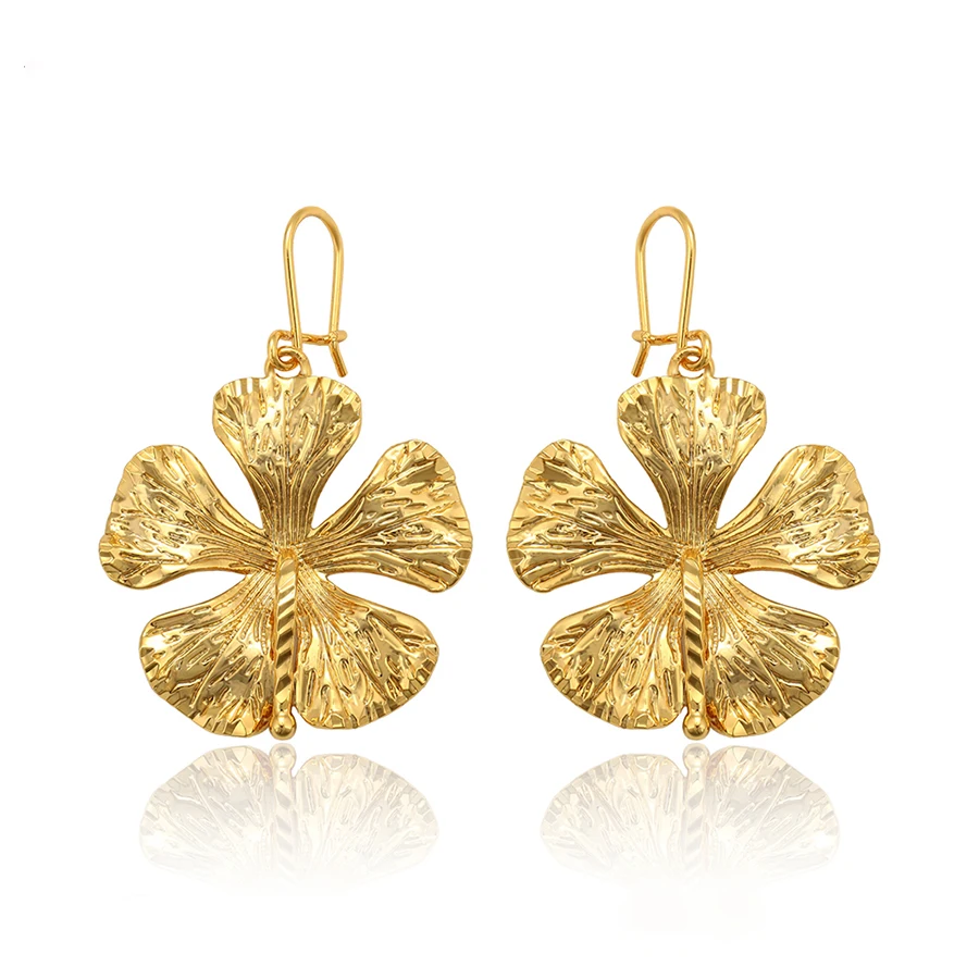 97764 xuping Jewelry environmental copper 24k gold plated earring simple fashion style flower shaped  women dangling earring