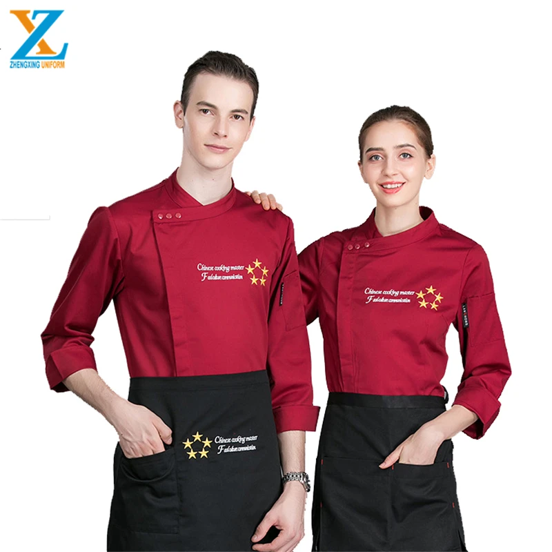 Stand Collar White Long Sleeves Restaurant Coat Kitchen Jacket Cooking Cheap Chef Uniform
