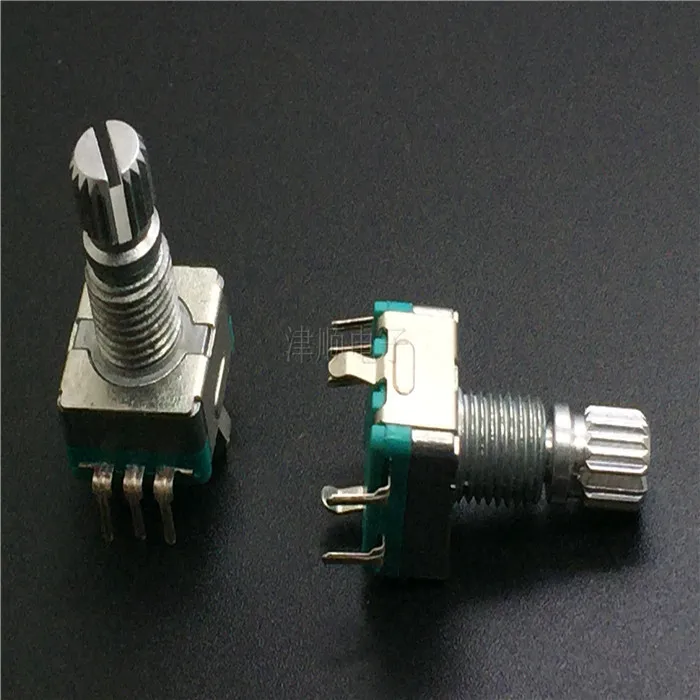 
EC11 metal axis rotary encoder with press switch vehicle DVD universal potentiometers 20 points and 10 pulses 