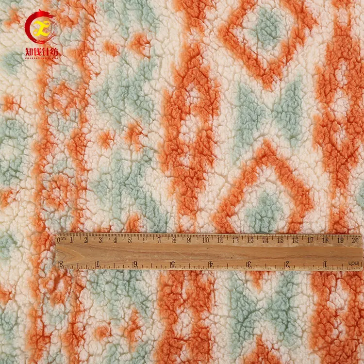 Manufacturer polyester custom print sherpa fleece fabric for garment