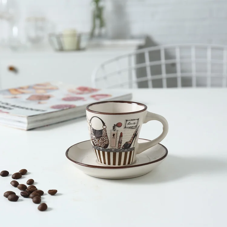 Manufacturer Wholesale Turkish Style Creative Custom Size Ceramic Tea Cup With Saucer