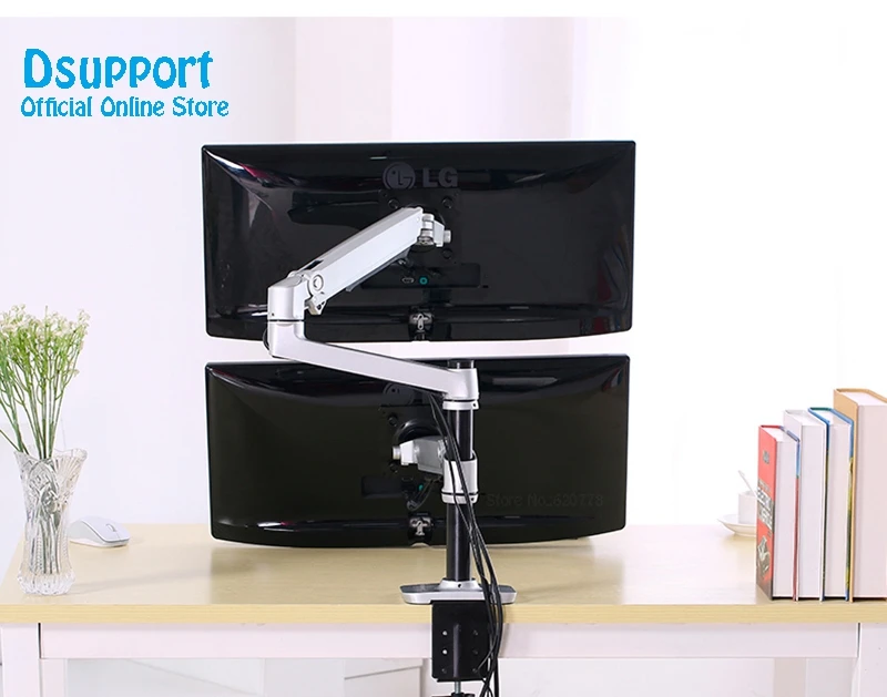 Desktop Full Motion 17-32 inch Monitor Holder Mount +10-17 inch Laptop Support Mechanical Spring Dual Arm monitor holder