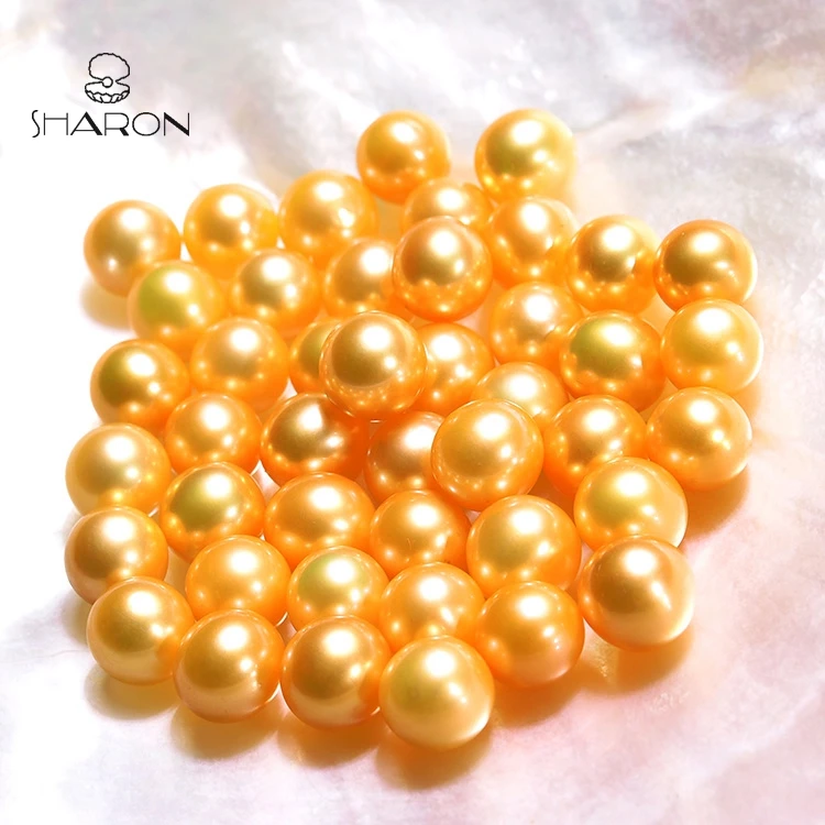 Оптовая продажа, высокое качество, 7-8 мм, круглые бусины для изготовления ювелирных изделий из пресноводного золота Южной моря, без отверстий