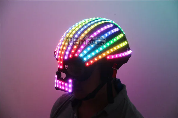 LED helmet Full color luminous LED helmet with Multiple effects Glowing Party DJ Robot Mask business accessories